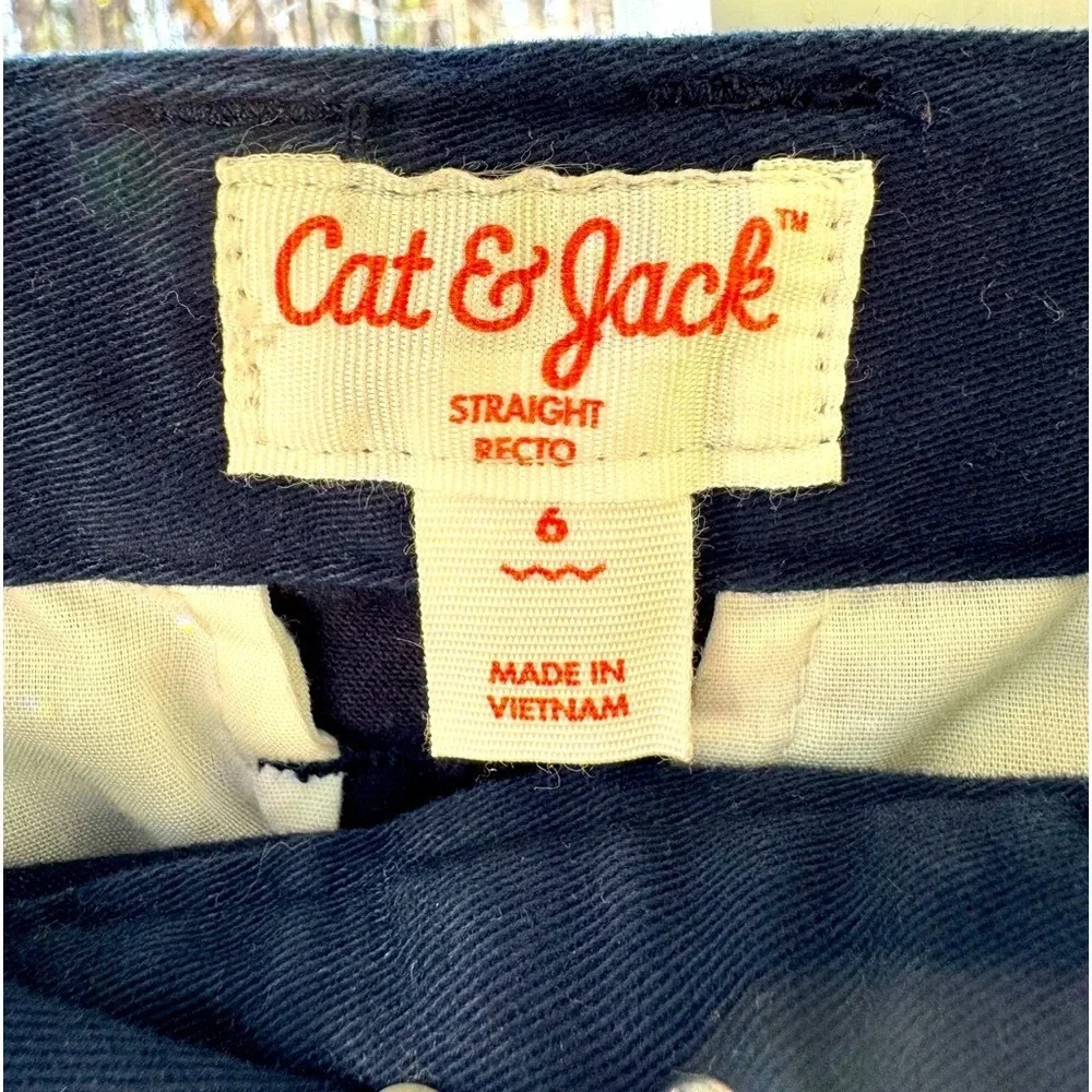 NWT Cat & Jack navy blue school pants size 6. Straight w/ 2 slant front pockets.